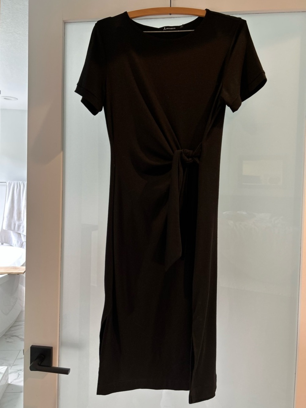 Black Midi Dress with Side Knot